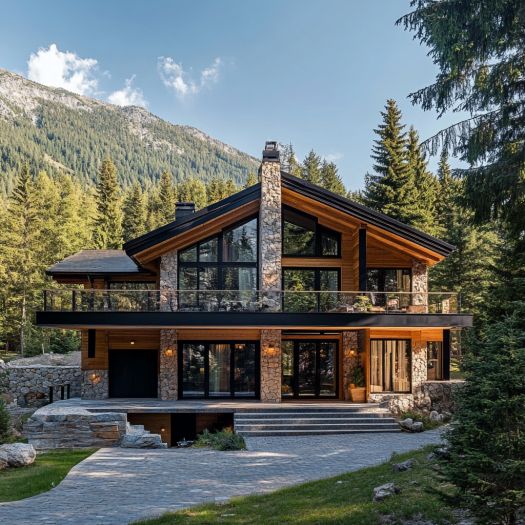Mountain cottage surrounded by pine trees in Manali